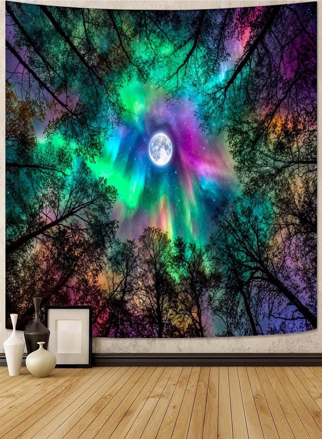 Yeoiat Abstract Rainbow Northern Lights Moon Forest Tapestry Trippy Wall Hanging Aesthetic Decor for Bedroom Dorm Living Room, 60x44 Inch - Image 2